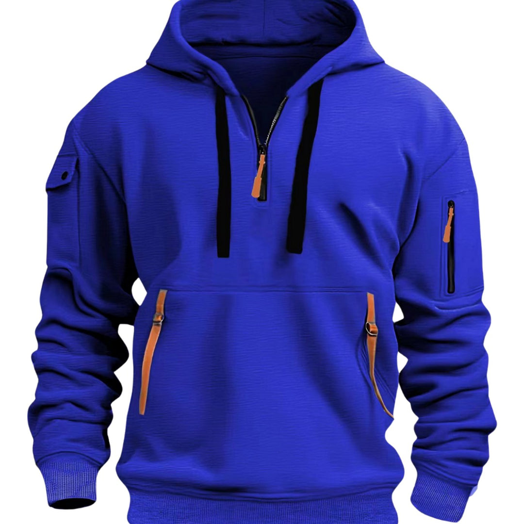 Herren Freizeit-Hoodie mit Reißverschluss-Taschen Viertelreißverschluss - Blau