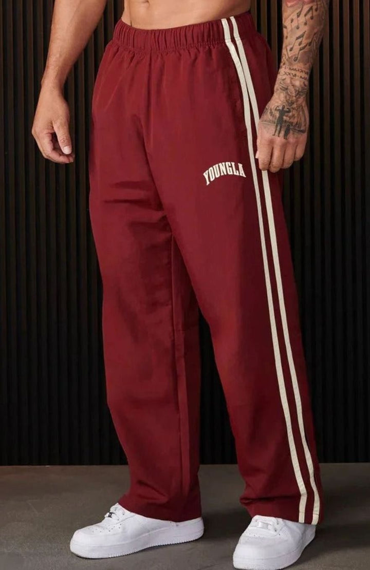 Herren Jogginghose mit seitlichen Streifen elastischer Bund - Rot