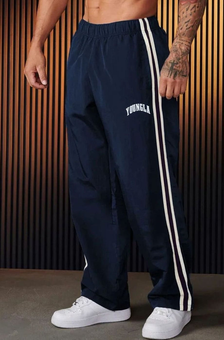 Herren Jogginghose mit seitlichen Streifen elastischer Bund - Marineblau