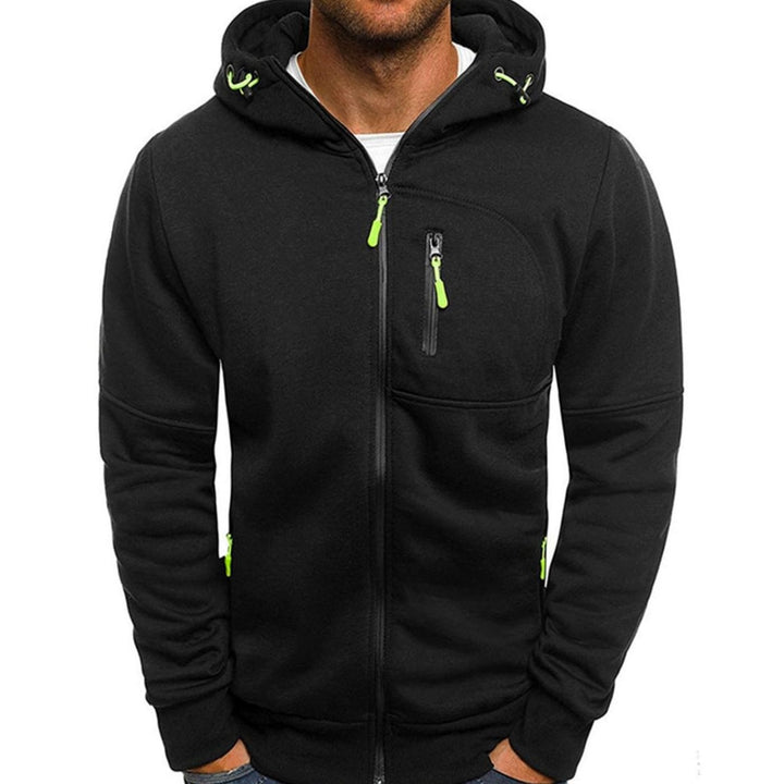 Herren Kapuzenpullover mit Reißverschluss locker geschnitten atmungsaktiv - Schwarz