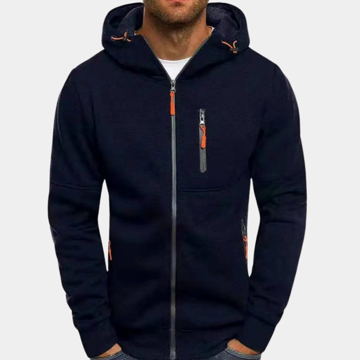 Herren Kapuzenpullover mit Reißverschluss locker geschnitten atmungsaktiv - Marineblau