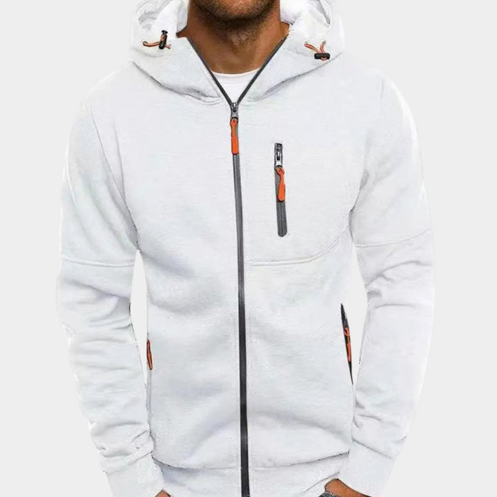 Herren Kapuzenpullover mit Reißverschluss locker geschnitten atmungsaktiv - Weiß
