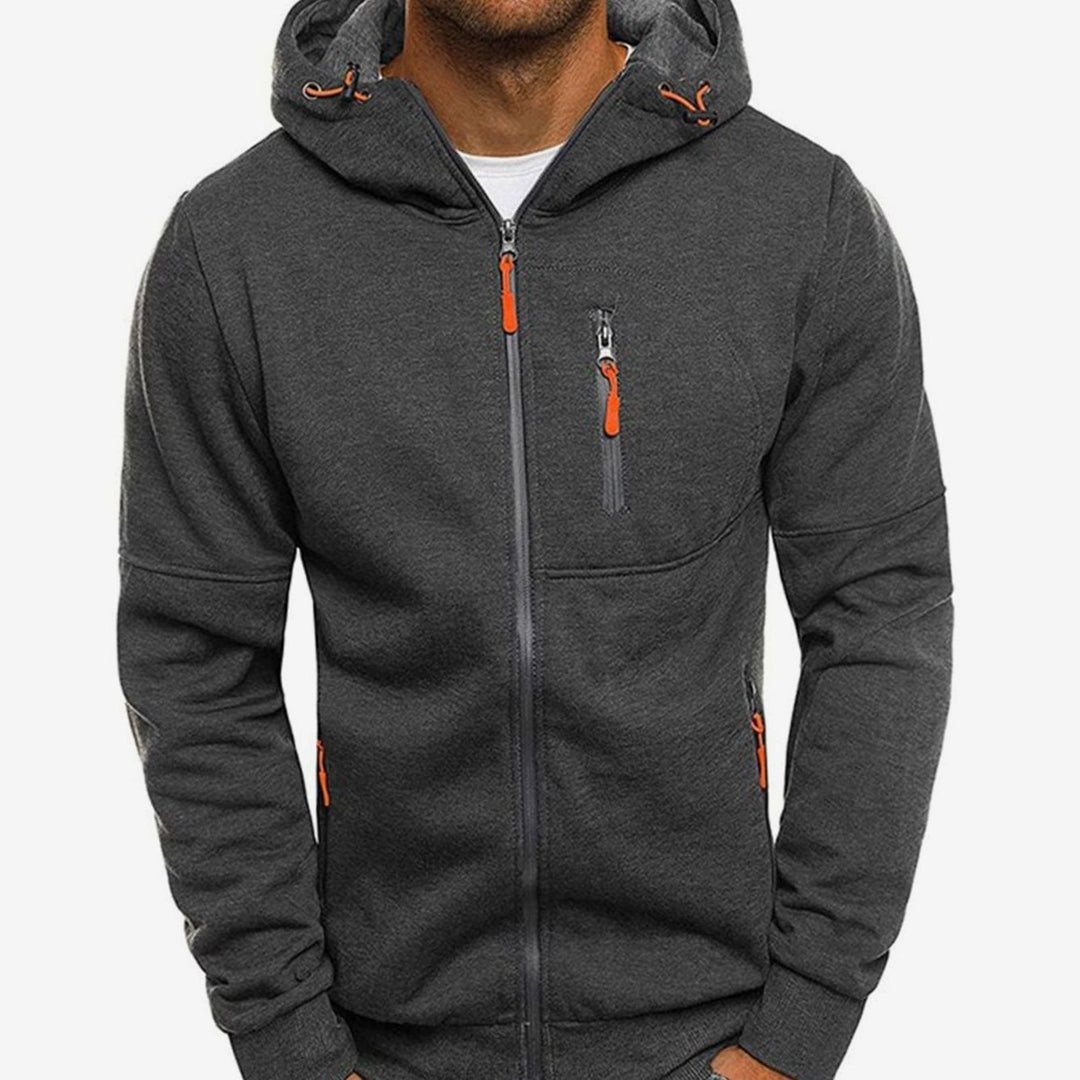 Herren Kapuzenpullover mit Reißverschluss locker geschnitten atmungsaktiv - Dunkelgrau