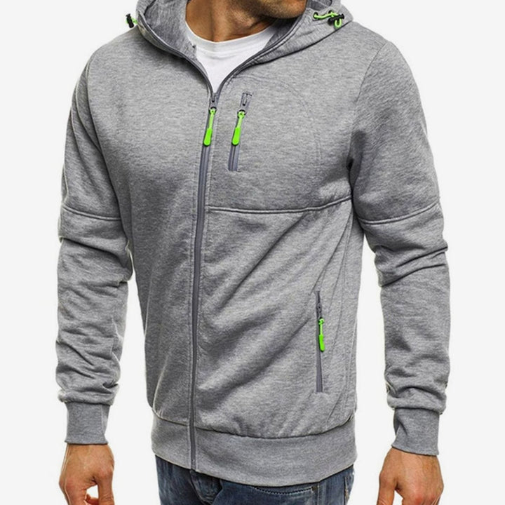 Herren Kapuzenpullover mit Reißverschluss locker geschnitten atmungsaktiv - Hellgrau
