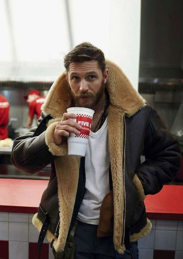 Herren Klassische Lammfell Fliegerjacke mit Reißverschluss