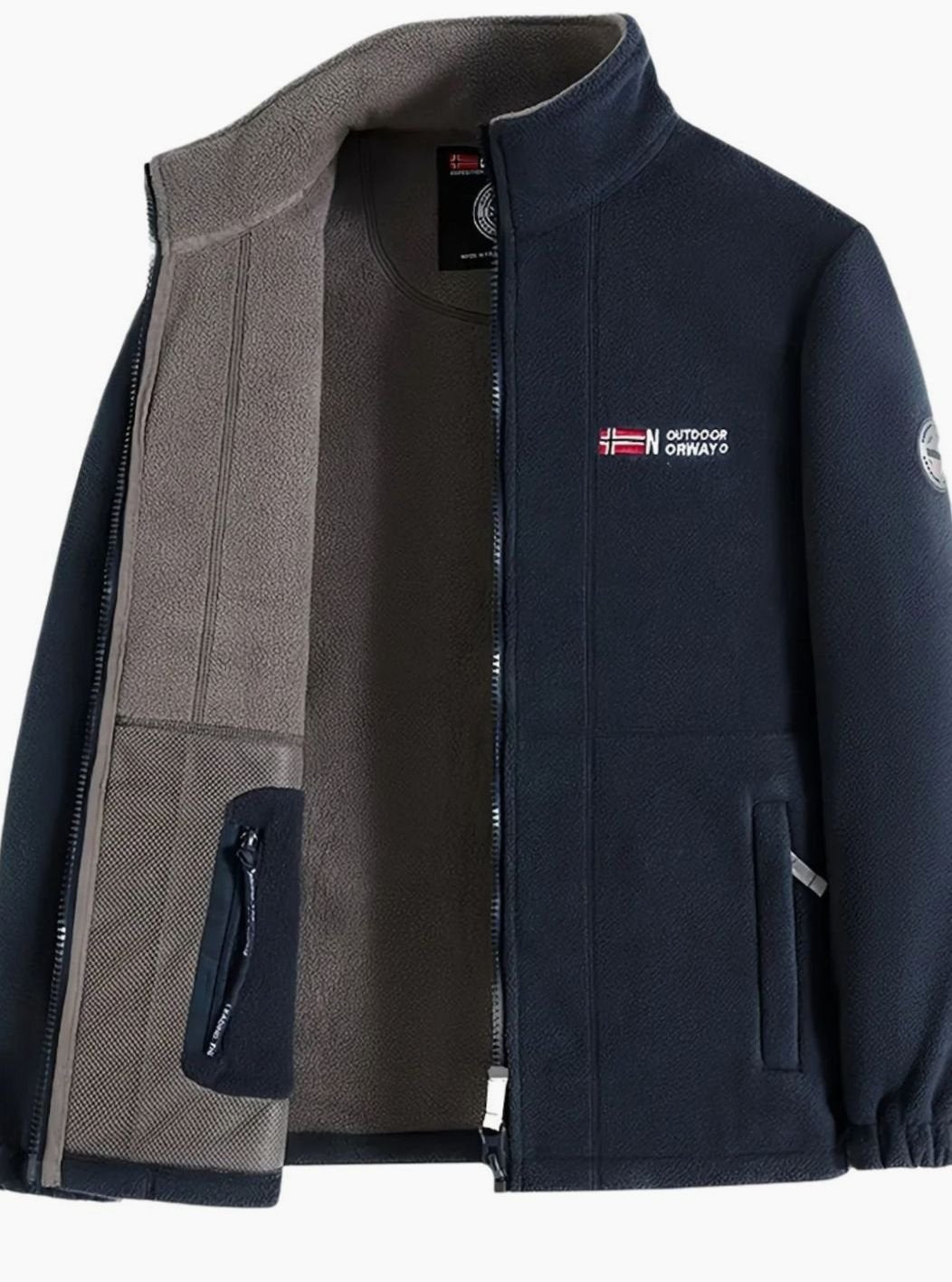 Herren Outdoor Fleece-Jacke mit Reißverschluss Stehkragen Innenfutter - Marine