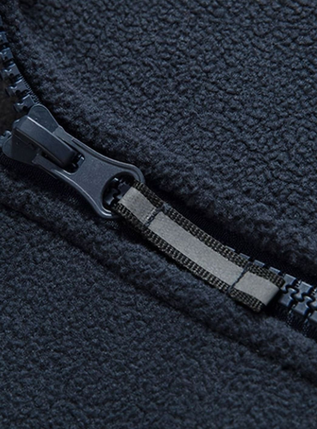 Herren Outdoor Fleece-Jacke mit Reißverschluss Stehkragen Innenfutter