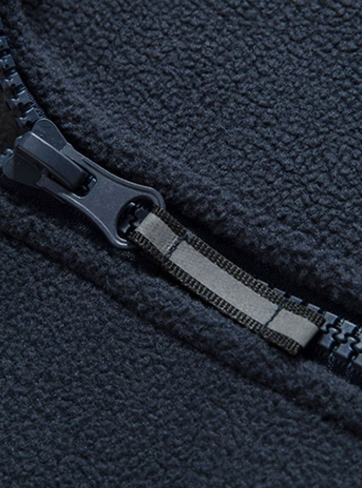 Herren Outdoor Fleece-Jacke mit Reißverschluss Stehkragen Innenfutter