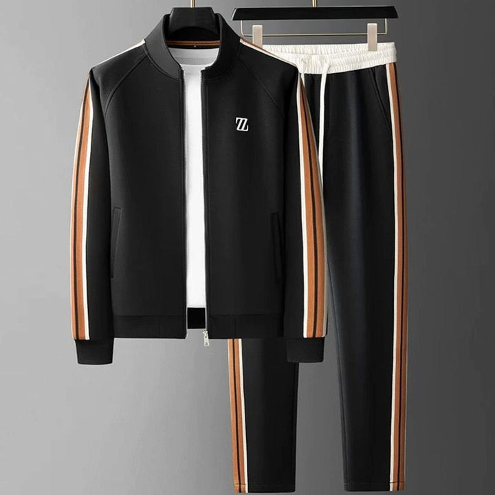 Herren Regular-Fit Lycra Streifen-Trainingsanzug für jede Aktivität