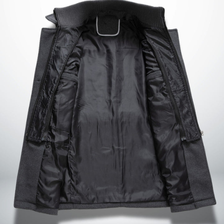 Herren Smart-Casual Wollmantel mit Knopfverschluss und Stehkragen