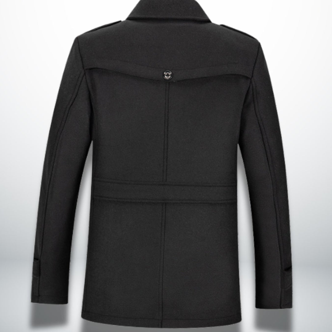 Herren Smart-Casual Wollmantel mit Knopfverschluss und Stehkragen