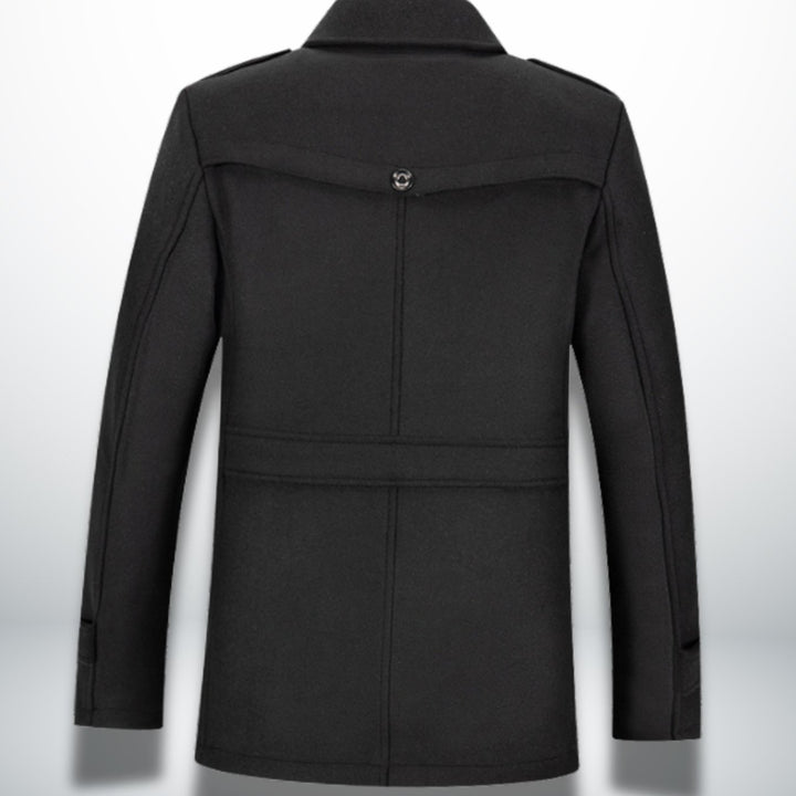 Herren Smart-Casual Wollmantel mit Knopfverschluss und Stehkragen