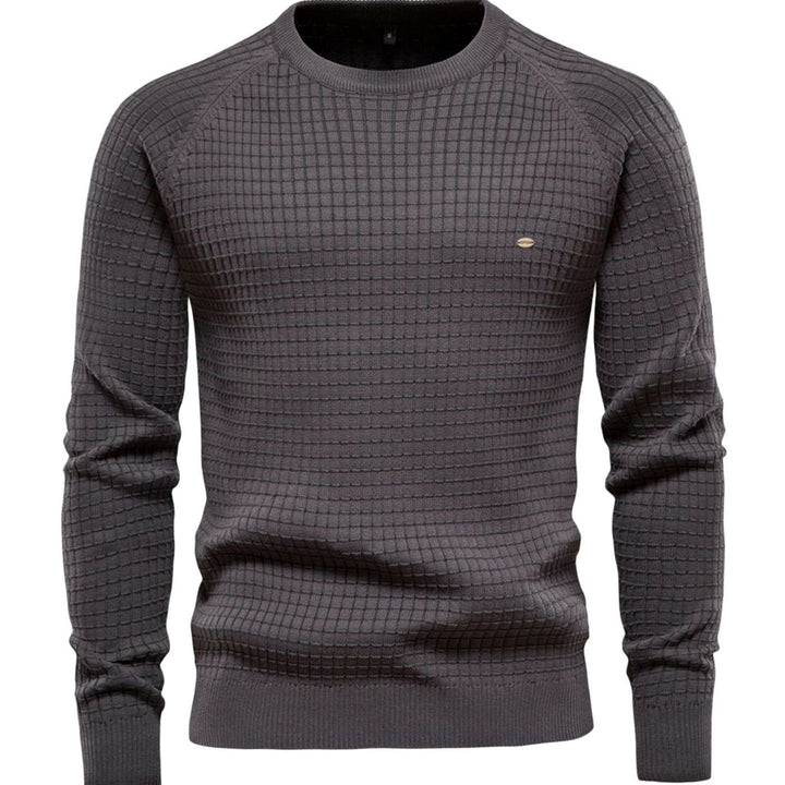 Herren Strukturierter Winterpullover mit langen Ärmeln Rundhals - Dunkelgrau