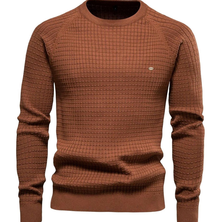 Herren Strukturierter Winterpullover mit langen Ärmeln Rundhals - Braun
