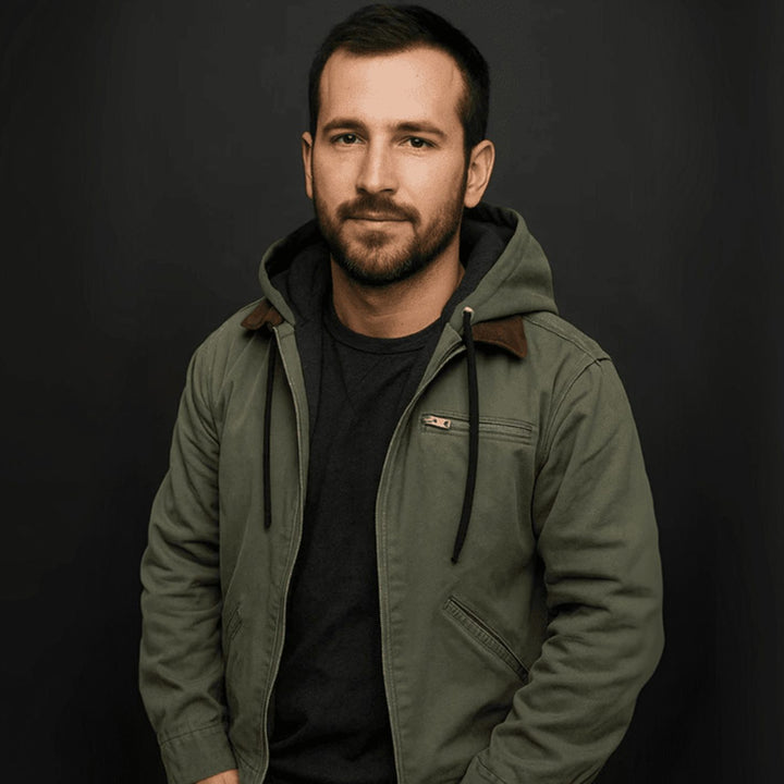 Herren Vintage Winterjacke mit Kapuze und Reißverschluss Fleecefutter