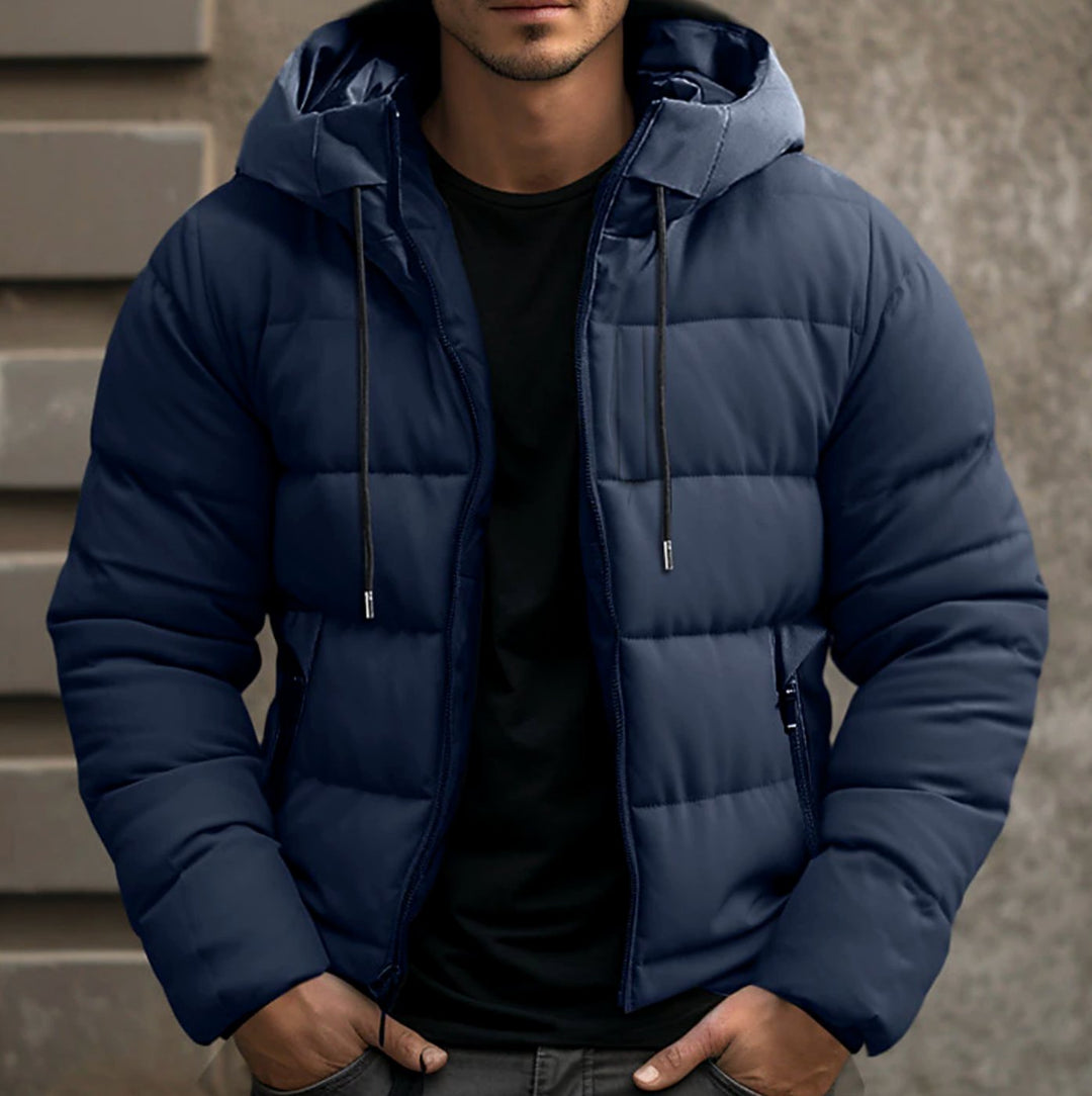 Herren Winter-Steppjacke mit Kapuze gesteppt warm winddicht - Blau