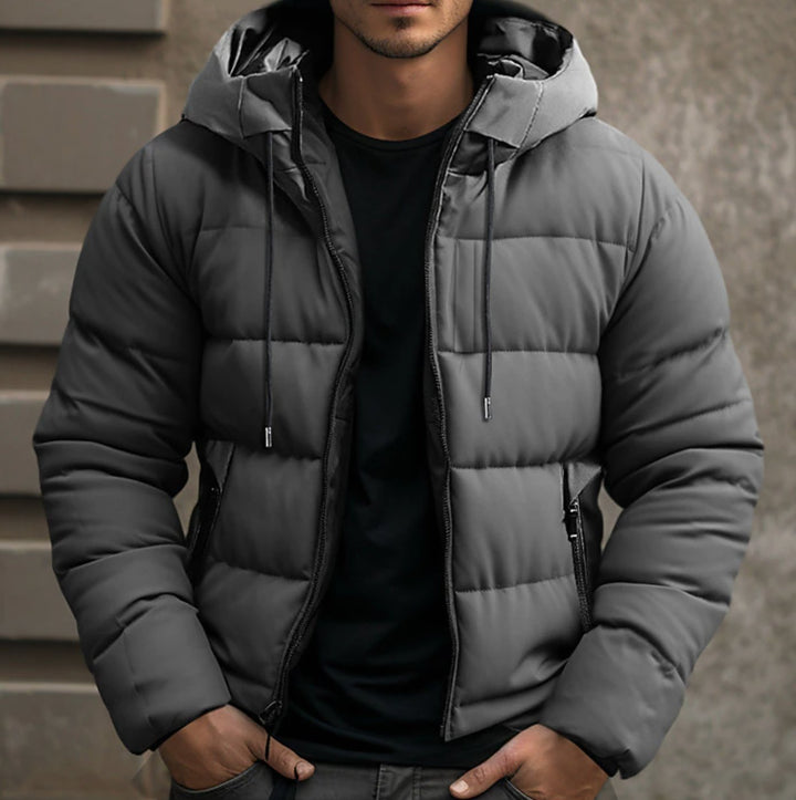 Herren Winter-Steppjacke mit Kapuze gesteppt warm winddicht - Grau
