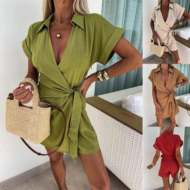 Eva™ Sommerlicher V-Ausschnitt-Jumpsuit