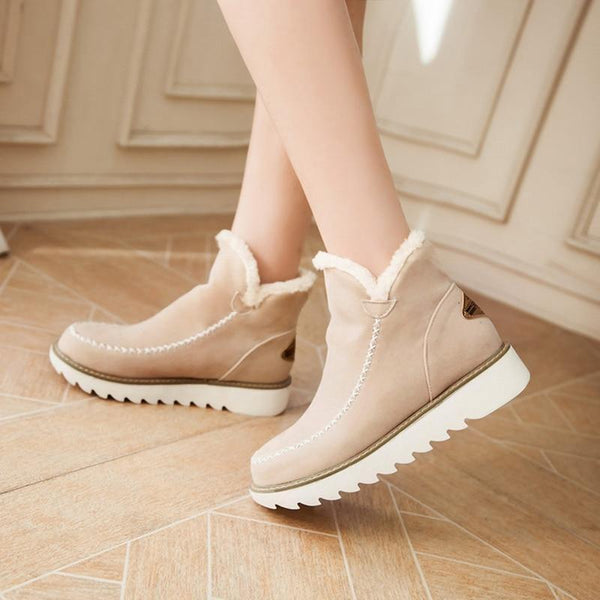 Valentina | Dames Instap Enkel Platform Stikdetail Laarzen