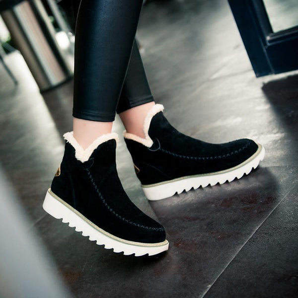 Valentina | Dames Instap Enkel Platform Stikdetail Laarzen