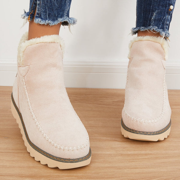 Valentina | Dames Instap Enkel Platform Stikdetail Laarzen