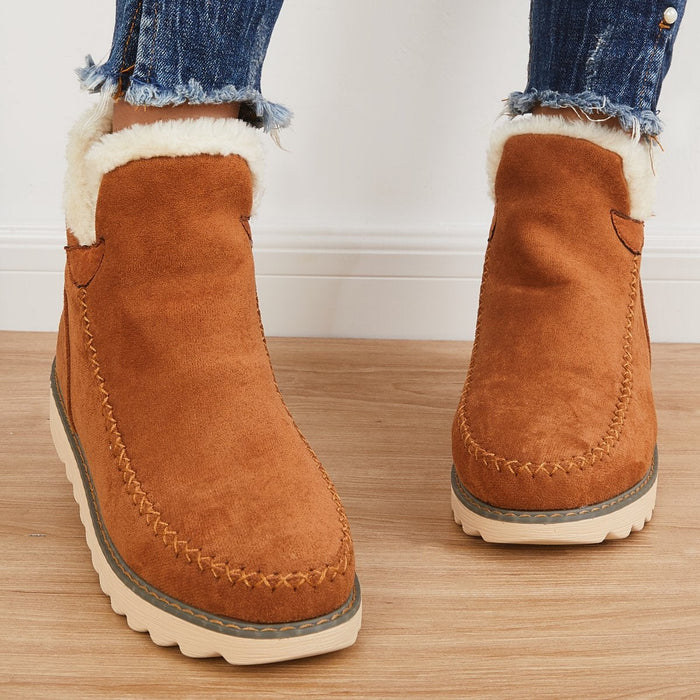 Valentina | Dames Instap Enkel Platform Stikdetail Laarzen