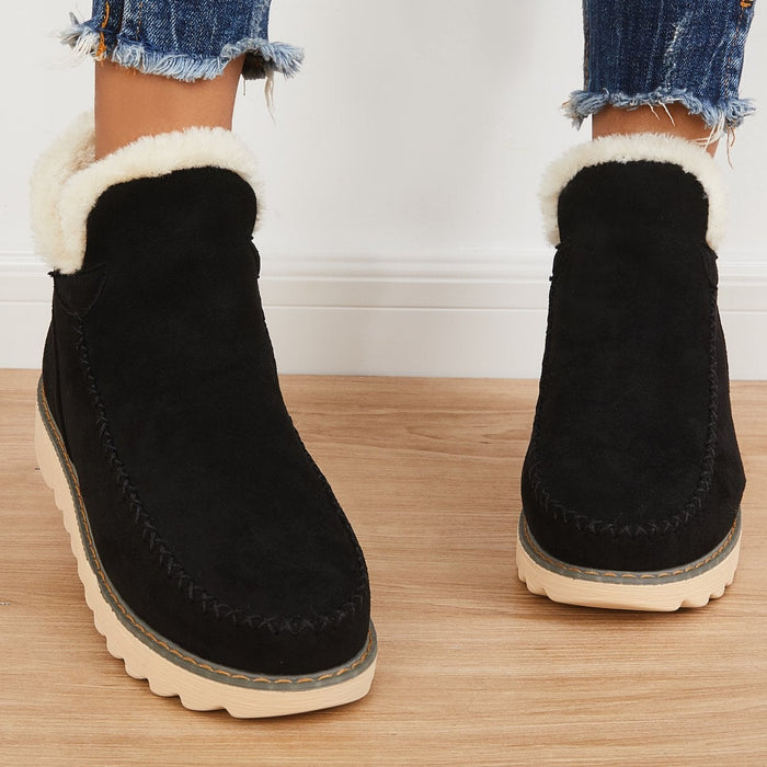 Valentina | Dames Instap Enkel Platform Stikdetail Laarzen