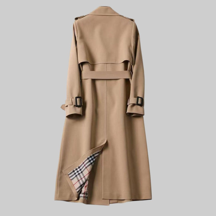 Ellie | Damen Doppelreihiger langer Trenchcoat mit Gürtel