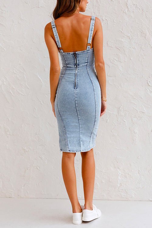 Eva™ Denim Bodycon Midi Jurk