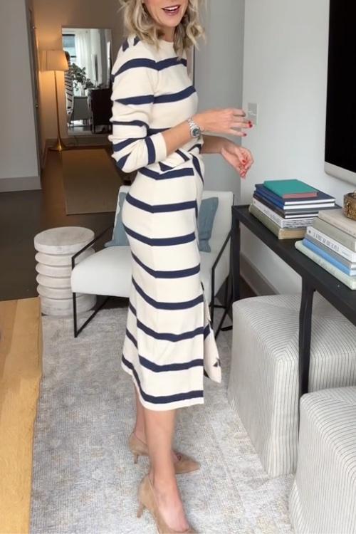 Alexa™ Elegantes gestreiftes Midikleid
