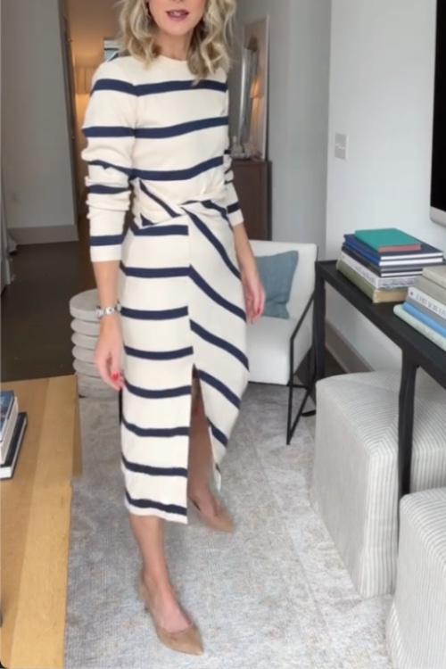 Alexa™ Elegantes gestreiftes Midikleid