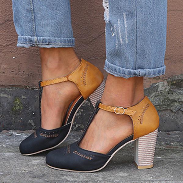 Madison | Dames Vintage Contrast T-Band Blokhakken