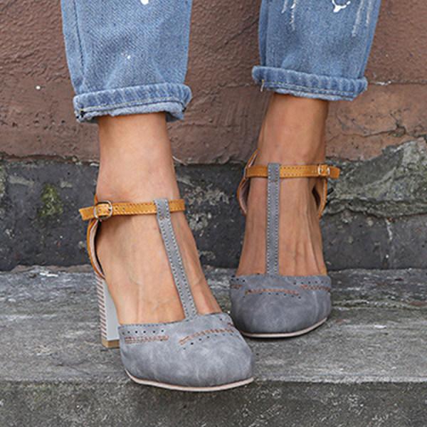 Madison | Dames Vintage Contrast T-Band Blokhakken