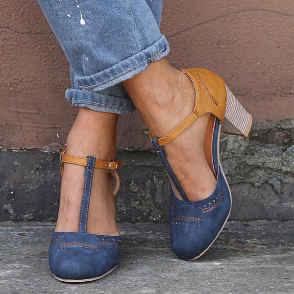 Madison | Dames Vintage Contrast T-Band Blokhakken