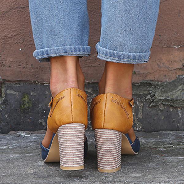 Madison | Dames Vintage Contrast T-Band Blokhakken