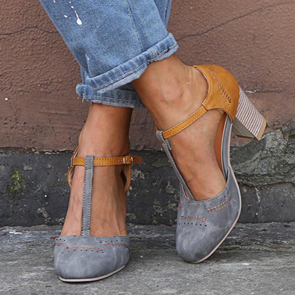 Madison | Dames Vintage Contrast T-Band Blokhakken