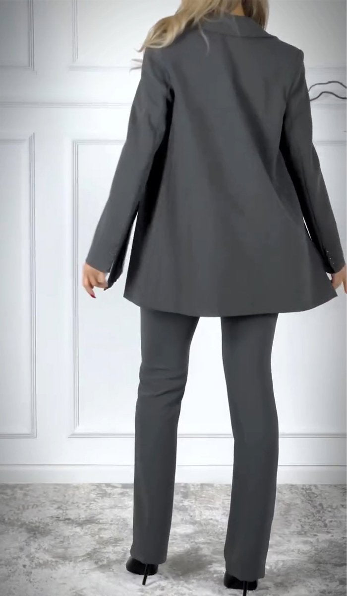 Floor™ Elegante Grijze Blazer en Broek Set