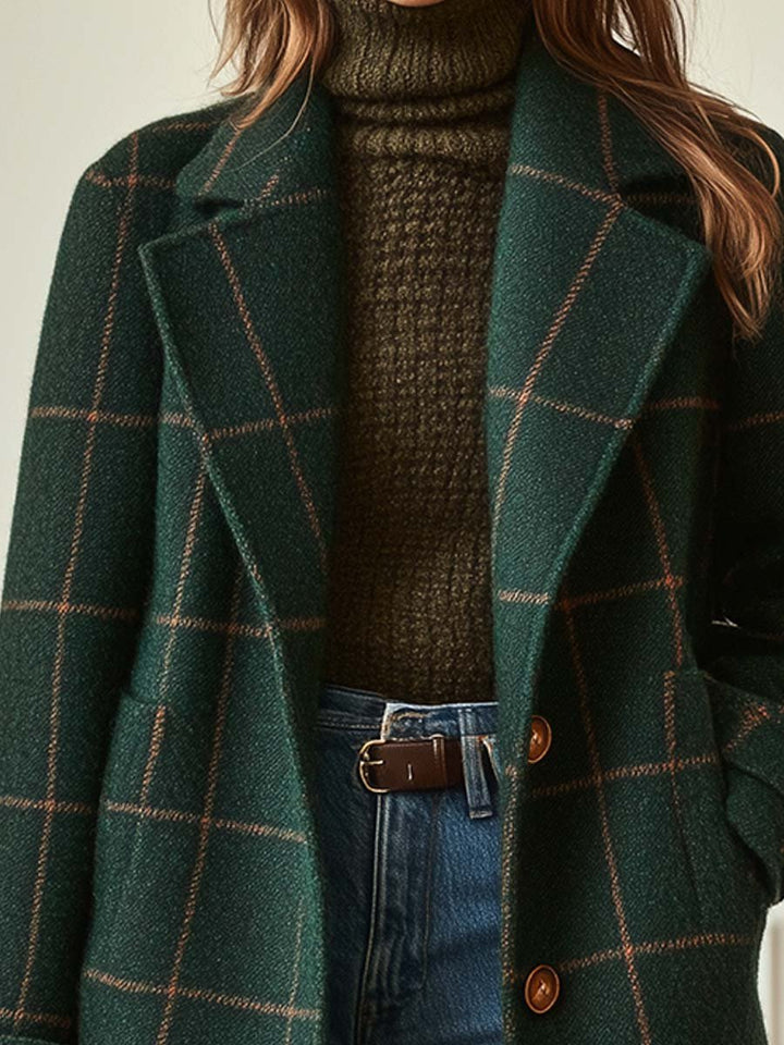 Samantha | Damen Kariert Jacke mit Knopfleiste vorne