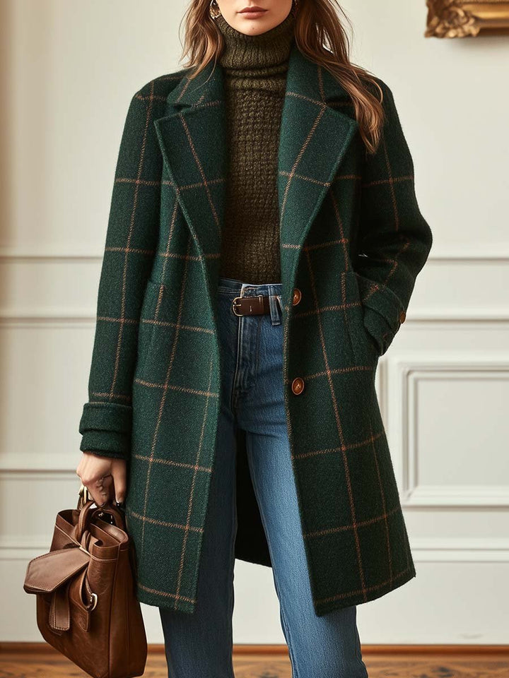 Samantha | Damen Kariert Jacke mit Knopfleiste vorne