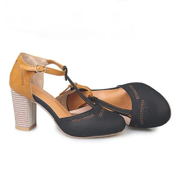 Madison | Dames Vintage Contrast T-Band Blokhakken