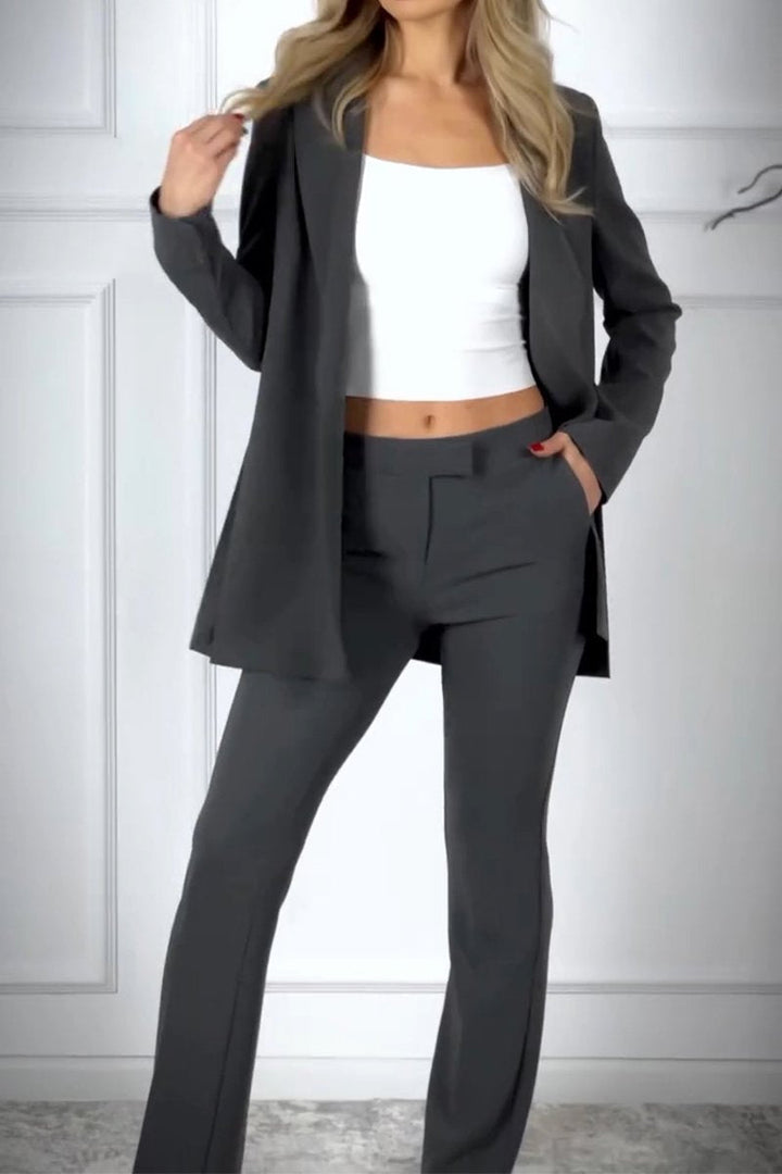 Floor™ Elegante Grijze Blazer en Broek Set