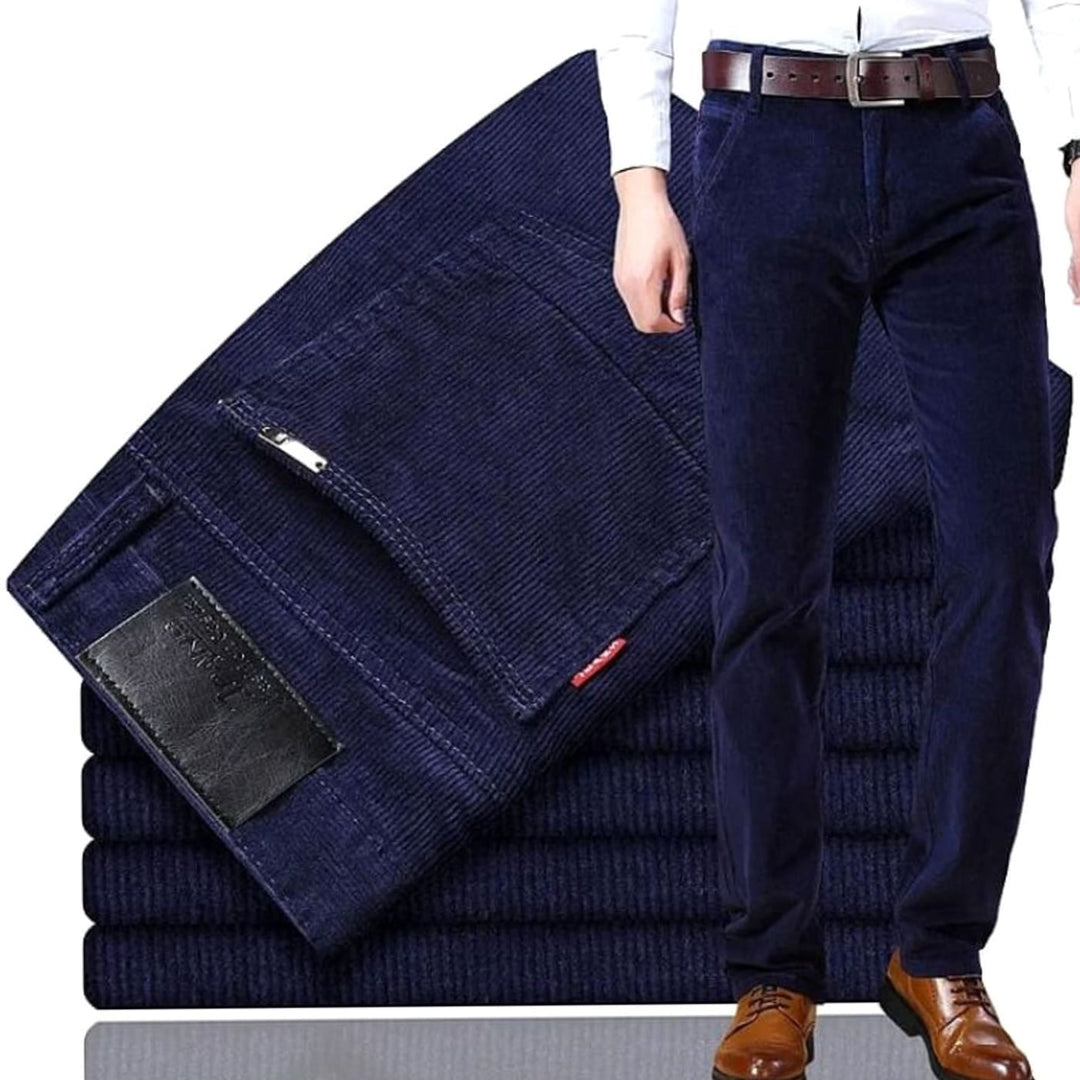 Klassieke Corduroy Rechte Pantalon Heren - Donkerblauw