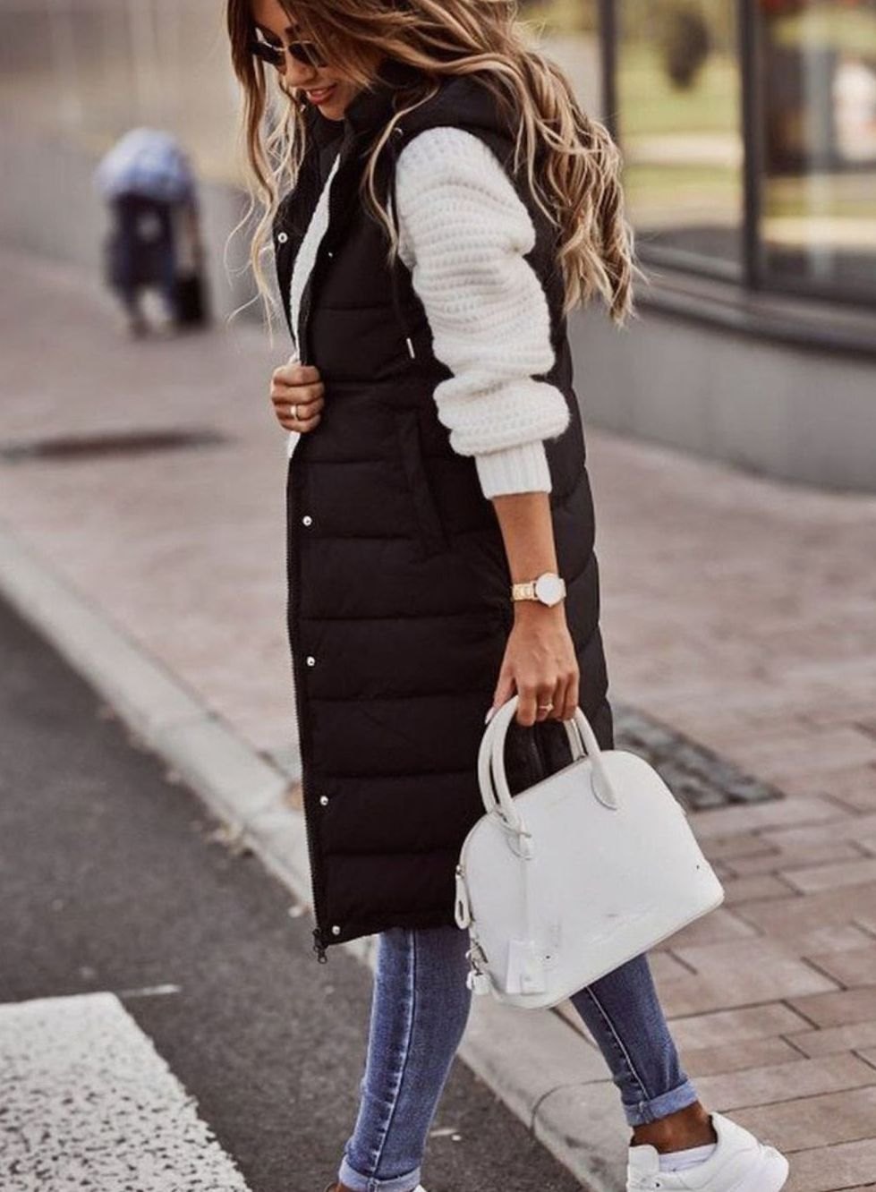 Knielanге Gewatteerde Mouwloze Bodywarmer Dames Capuchon Vest