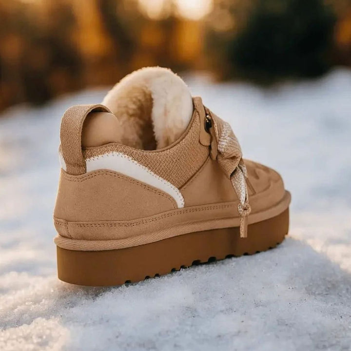Laarzen Dames Gevoerde Winterstiefeletten Veterschoenen Antislipzool