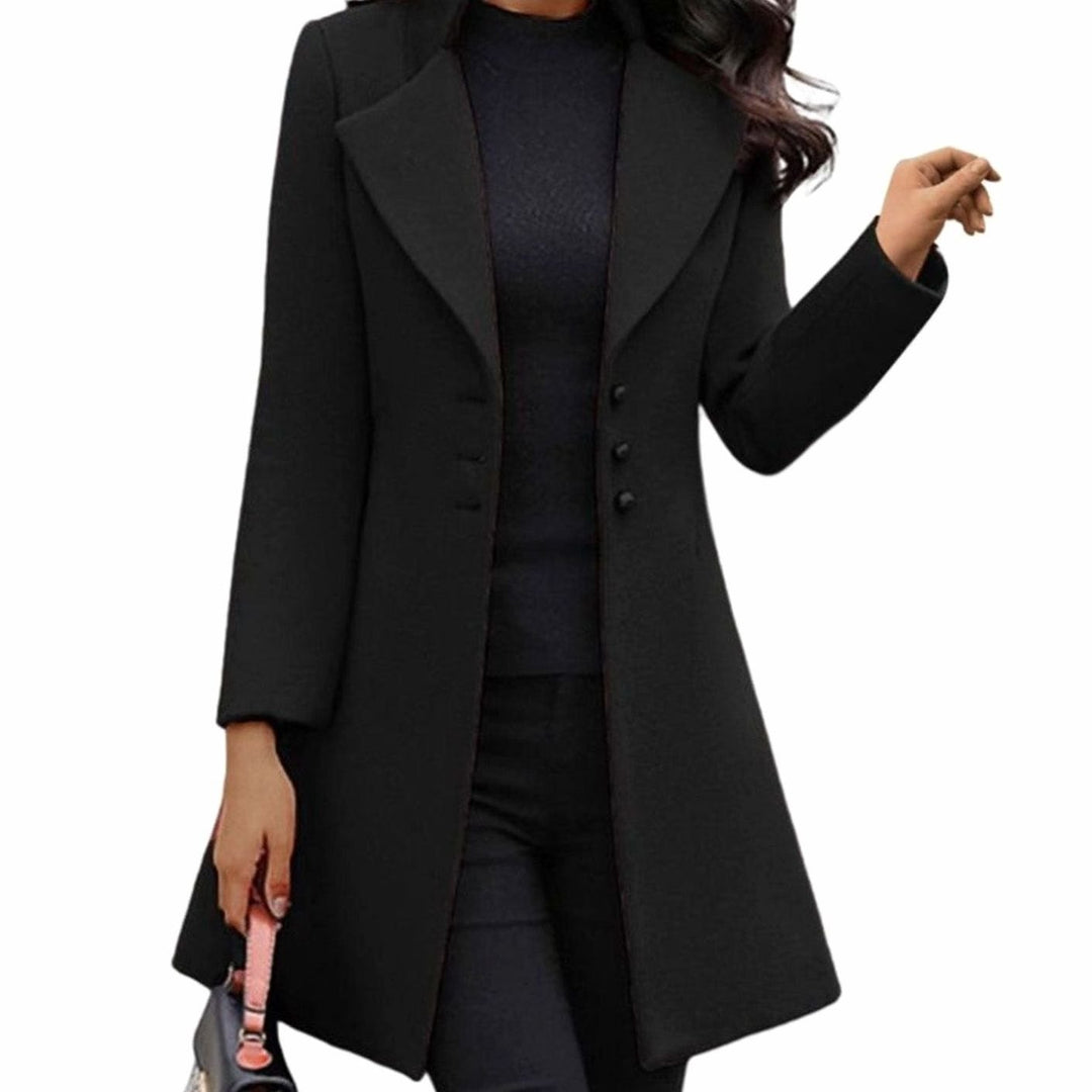 Lange Getailleerde Winterjas Dames Trenchcoat Zwart - Zwart