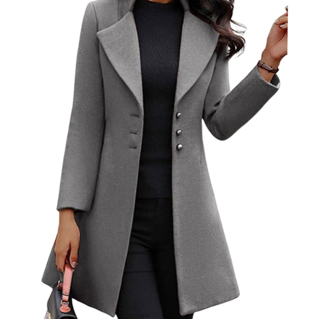 Lange Getailleerde Winterjas Dames Trenchcoat Zwart - Grijs