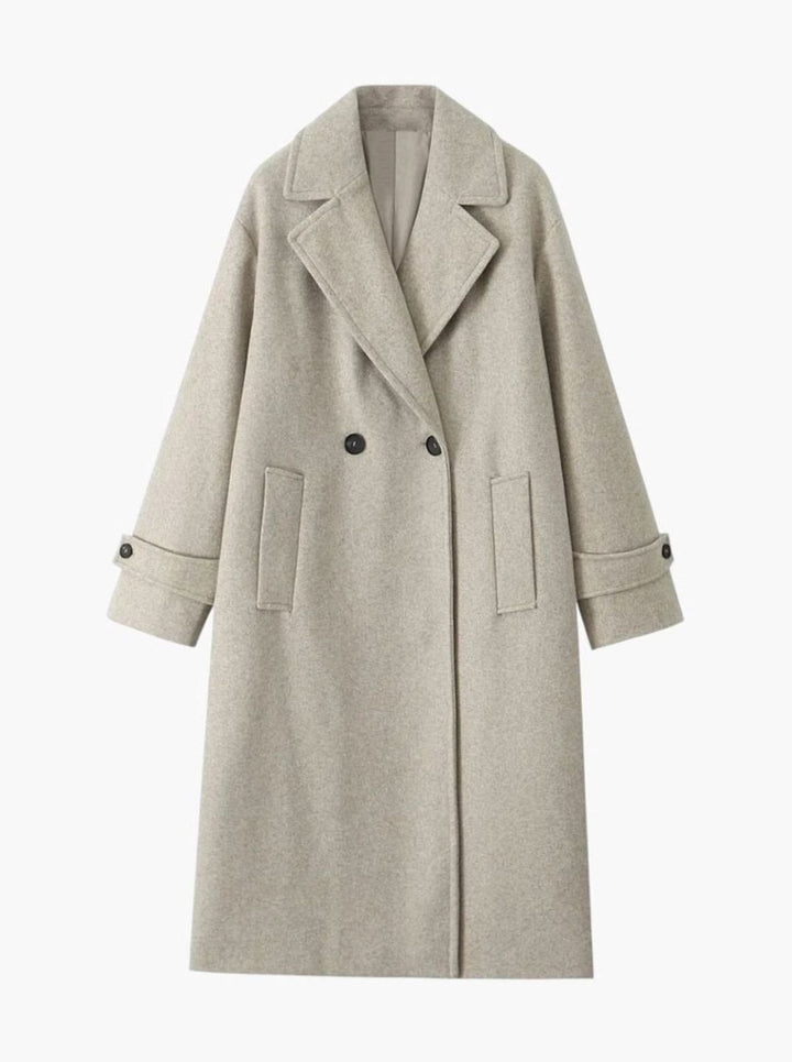Lange Trenchcoat Dames Dubbele Knoopsluiting Wijde Pasvorm