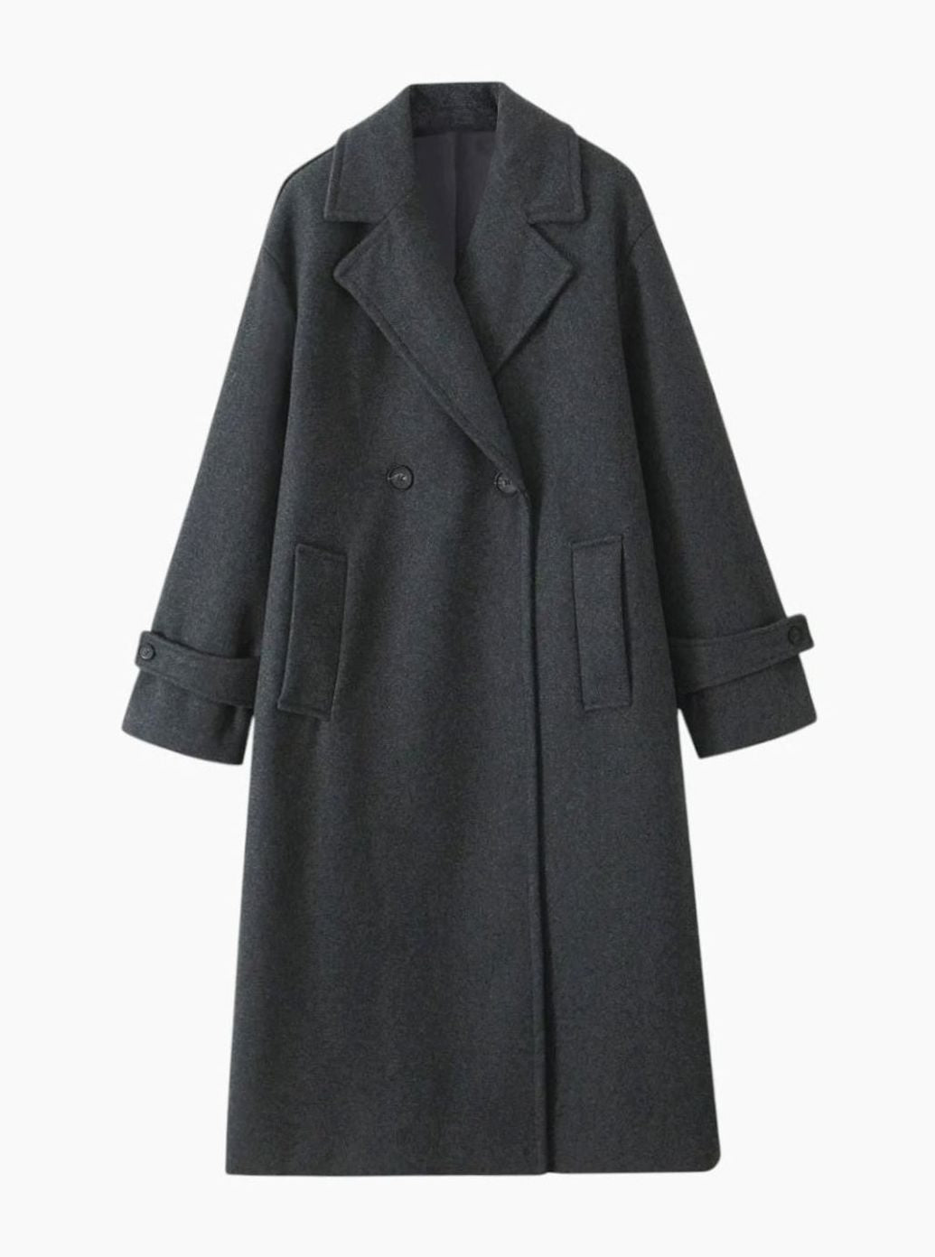 Lange Trenchcoat Dames Dubbele Knoopsluiting Wijde Pasvorm