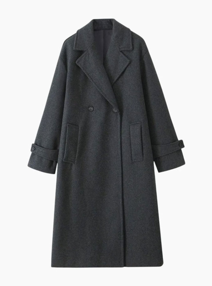 Lange Trenchcoat Dames Dubbele Knoopsluiting Wijde Pasvorm