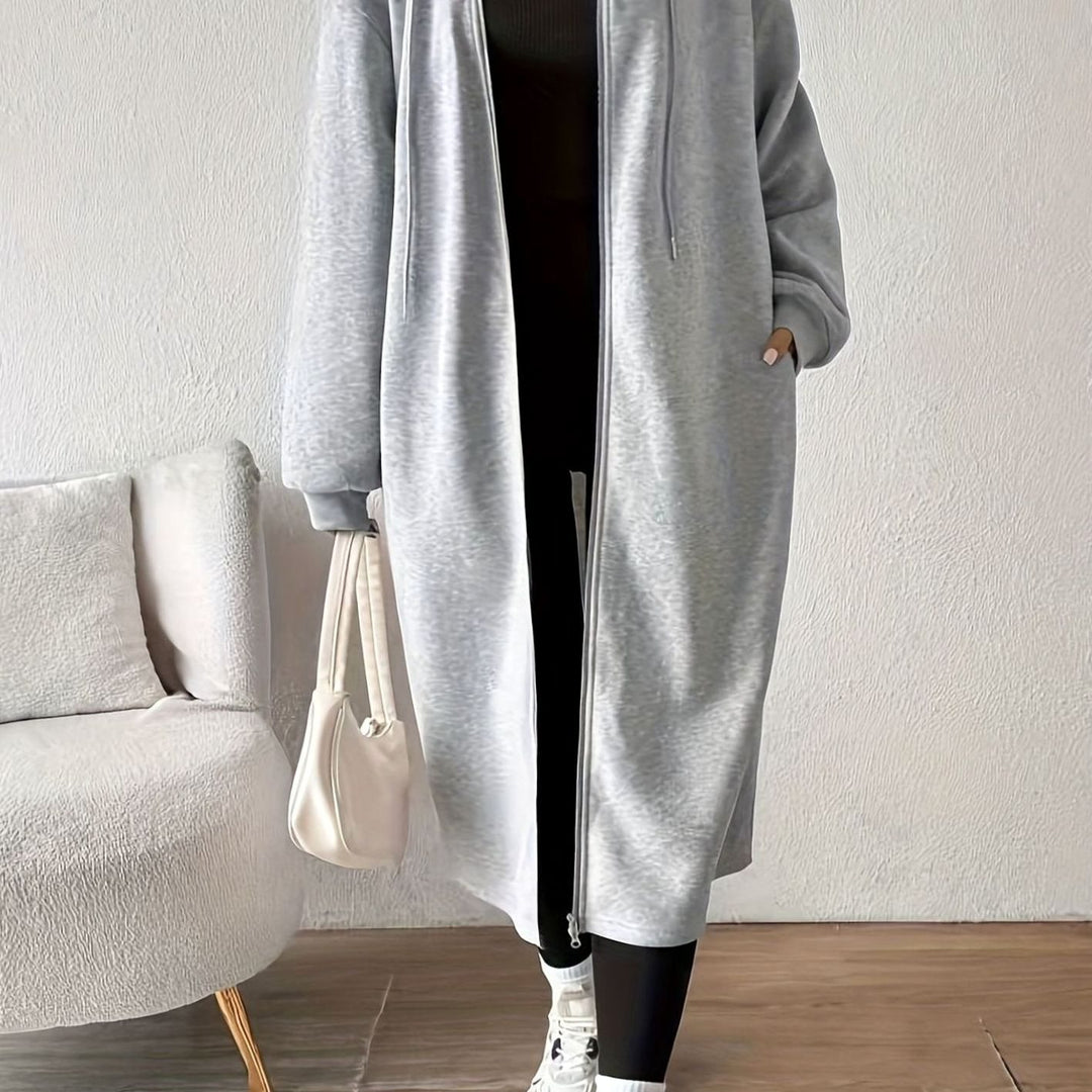 Lange Trenchcoat Dames Oversized Capuchon Rits Winterjas